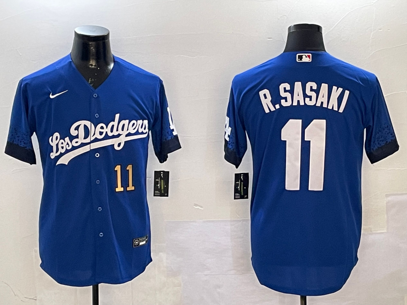 Men Los Angeles Dodgers #11 R Sasaki blue 2025 MLB nike jersey style 22